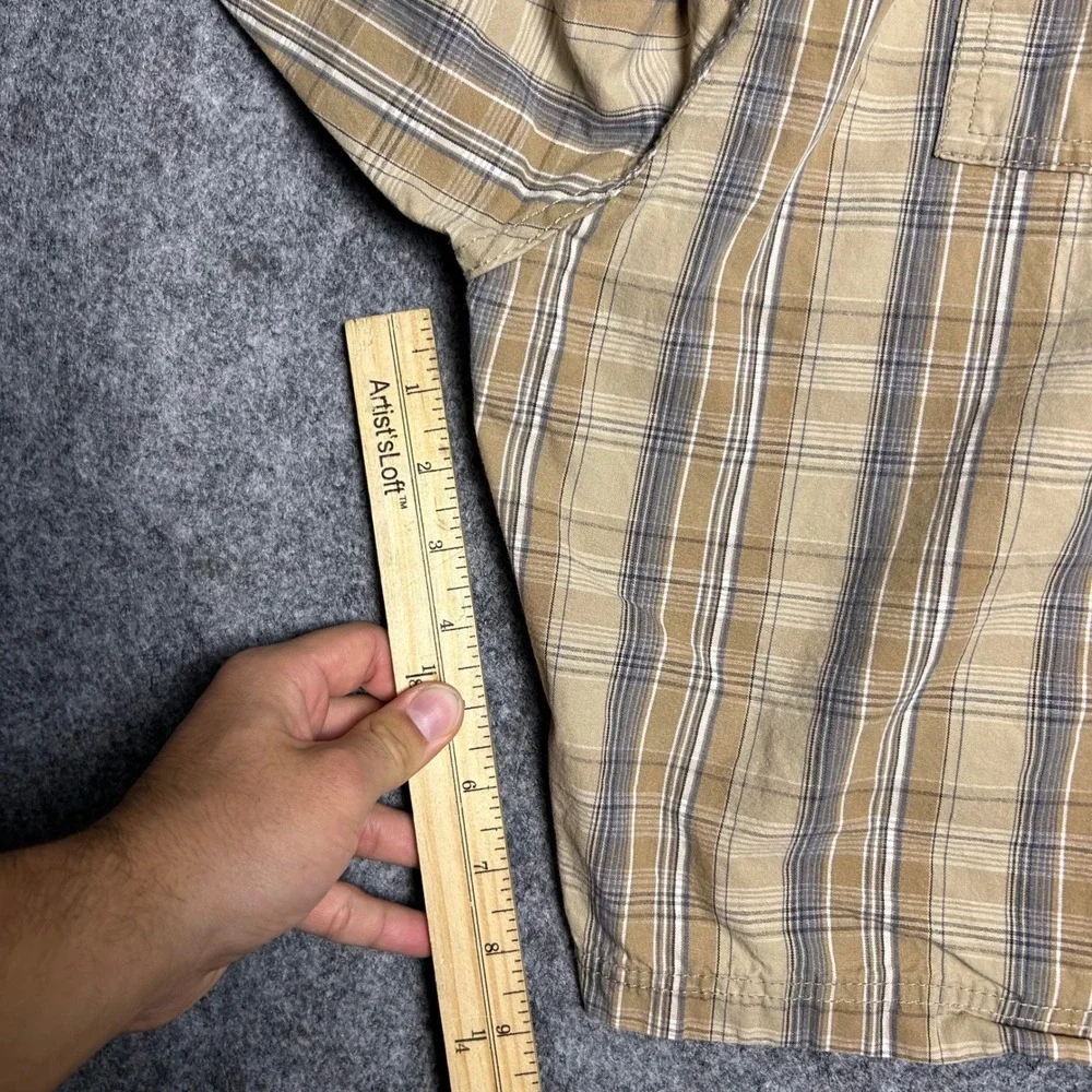 Wrangler Plaid Cargo Shorts Tan Brown Skater Y2K Mens Size 34